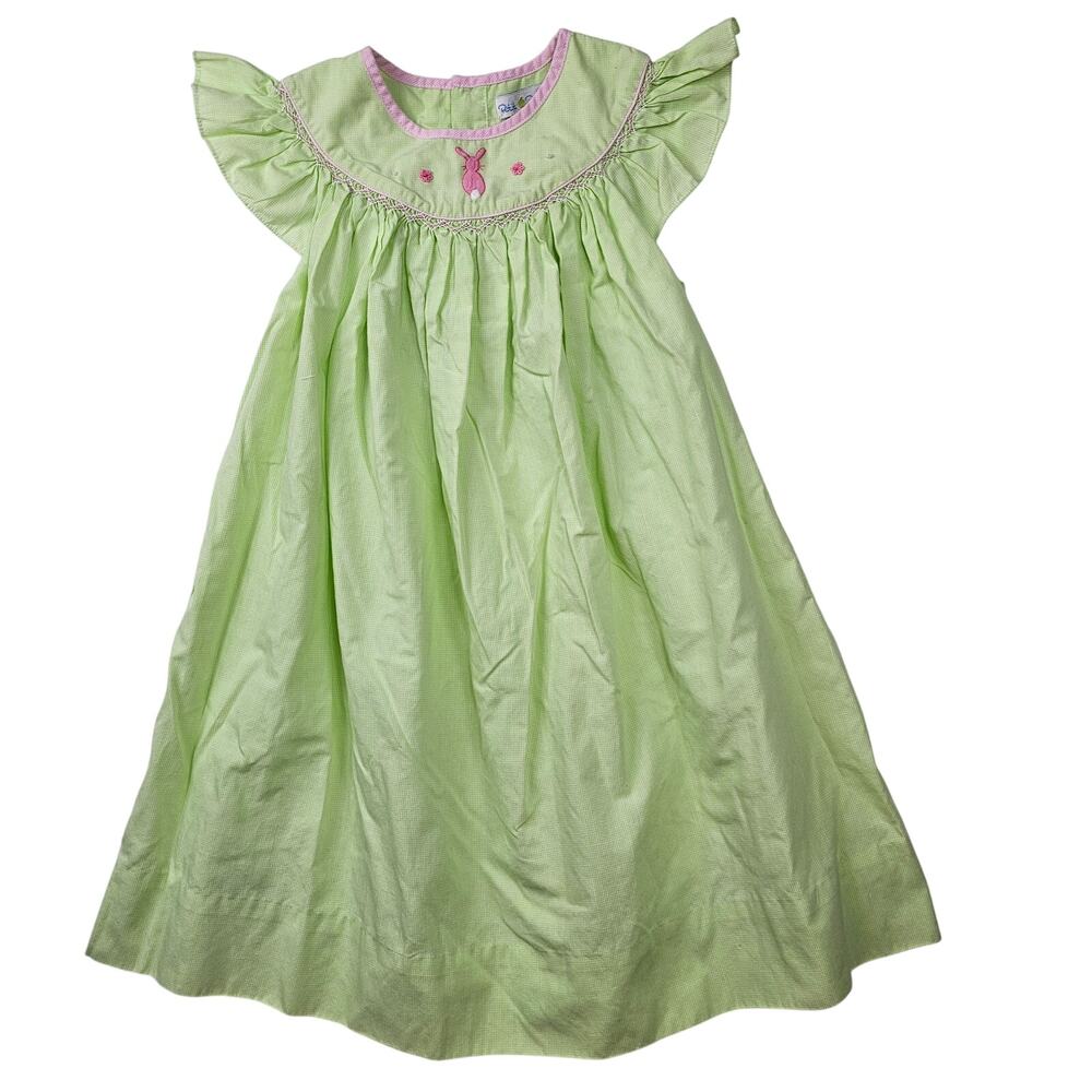 Toddler Girls 4T Easter Dress Pink Bunny Gingham Bishop Style Petit Pomme